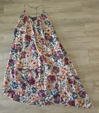 Zara Basic Floral Muticolored Summer Dress Strappy Halter Asymmetrical Medium