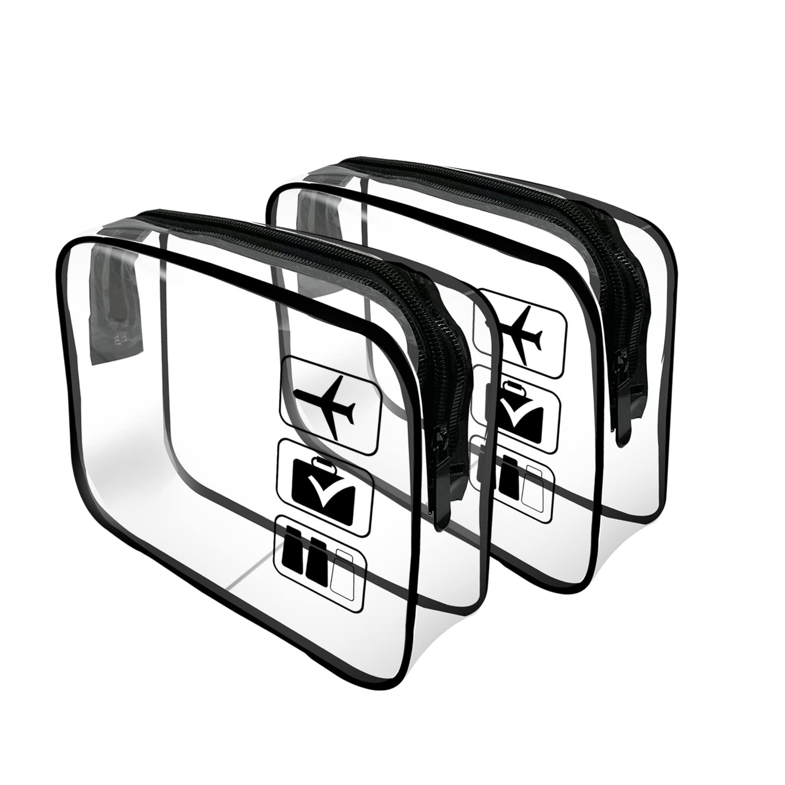 Clear Travel Toiletries Bag, 2 Pcs TSA Approved Toiletry Bag with Black