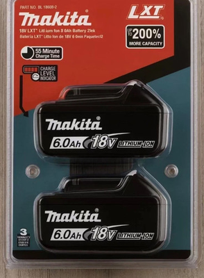 #ad 2 Pack of Genuine Makita BL1860B 2 18V LXT Lithium‑Ion 6.0Ah Battery USA Ship $98.09