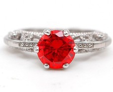 Treated 2CT Fire Garnet  925 Solid Sterling Silver Ring Jewelry Sz 6 IB1-6