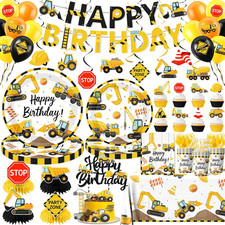Construction Birthday Decorations,245PCS Construction Birthday Party Supplies-In