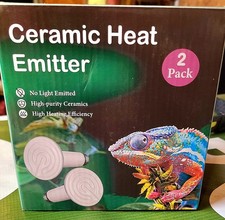 2-Pack Ceramic Heat Emitter,150W Reptile Heat Lamp Bulb for Amphibian