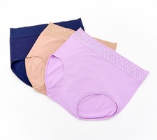 Breezies Women's Panties Sz L Comfort Breeze Lace Edge Full Multi-colored