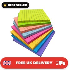 4 X 4 Inches Lined Sticky Notes For Post,8 Bright Colors Self-Stick Notes, 50