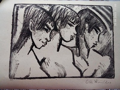 Otto Mueller ''Three Girls in Profile'' Circa 1921, Lithograph