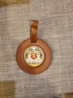 Oceania Club Luggage Tag Brown Leather w/ Metal Emblem Crest 3.5" Diameter — photo 1