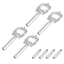 4Pcs Lamp Turn Knob On/Off Extension 51.5mm Length for Lamp Socket, Silver