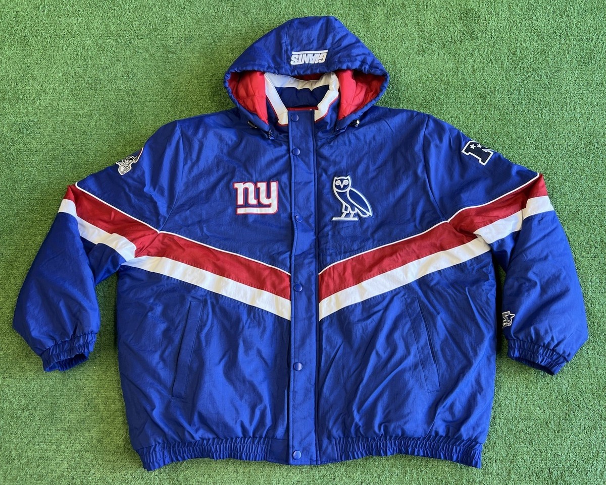 OVO NFL New York Giants Hooded Puffer Jacket Starter Size 3XL Blue