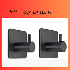 Stainless Steel  Self Adh Hooks Strong Sticky Stick on Wall Door Hooks