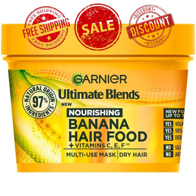 Garnier Ultimate Blends Hair Food Banana 3-In-1 Dry Hair Mask Treatment 390Ml