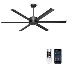60" Ceiling Fan No Light - Industrial Fan Remote APP Control, Quiet DC Moto...