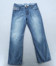 King of Prides Jeans Mens 34x32 Blue Boot Cut Low Rise Lion Embroidered Y2K