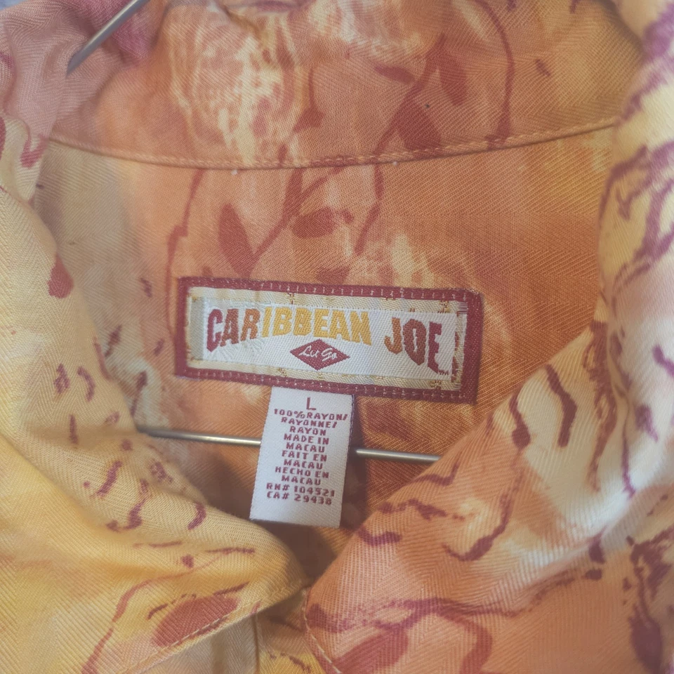 Caribbean Joe Men's Hawaiian Floral Button-Down Shirt Large Y2k - Image 4 of 4