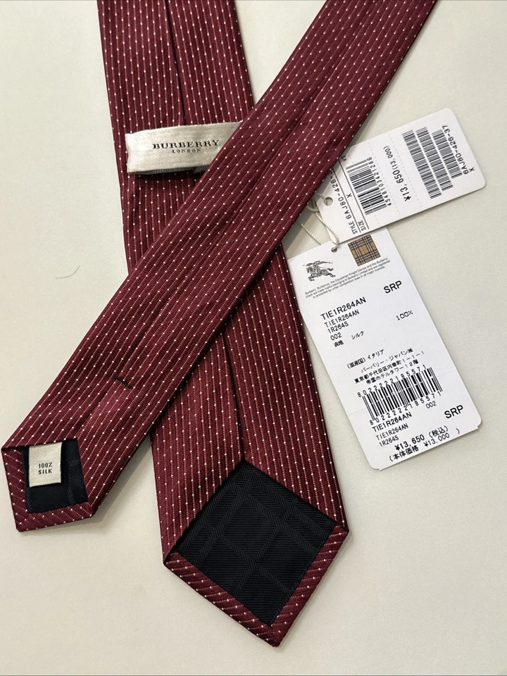 NUEVA Corbata Burberry Borgoña Hombre 100% Seda Auténtica Italia 3" 0300513 Foto 3 de 4