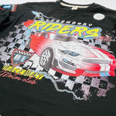 Legendary Riders Raceway Motor Club Racing Car T-Shirt Black Women Size XL NWT