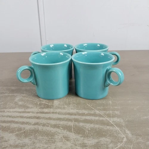 Homer Laughlin Fiesta Turquoise Mugs O Ring Handle HLC Fiestaware Cups