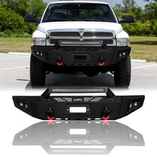 1994-2002 Dodge Ram 2500 3500 Steel Bumper w/ Winch Plate Lights Black Textured