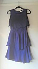Reiss Dress Tiana tiered chiffon fit & flare Size UK 4 party blue /purple peplum