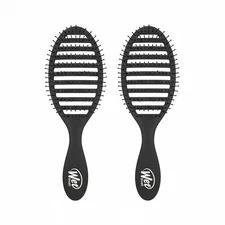 Wet Brush Speed Dry Hair Brush Black Vented HeatFlex Bristles Pack of 2