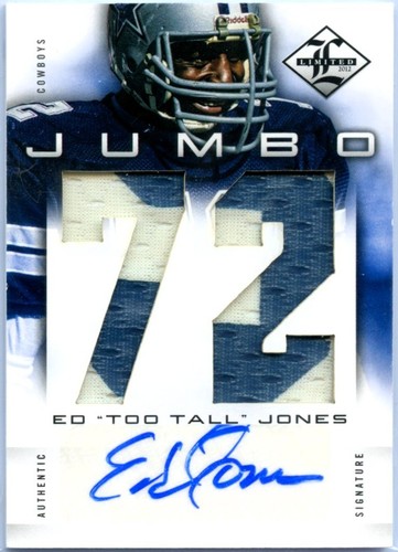 ED "TOO TALL" JONES 2012 PANINI LIMITED JUMBO GAME USED JERSEY PATCH AUTO SP 3/5
