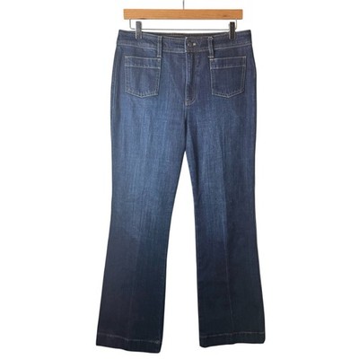 Talbots Flare Jeans Women s Size 8 Tall Patch Pockets Dark Wash Casual Classic