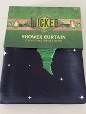 Wicked Glinda And Elphaba Crown Witch Hat Fabric Shower Curtain 72”x72” NEW