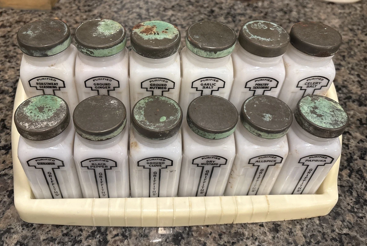 ビンテージ　グリフィス　スパイスボトル　ミルクガラス　USA雑貨　ガラス瓶 Griffith Spice Jars for sale | eBay