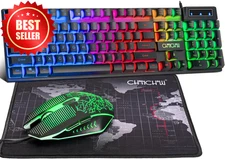 Gaming Keyboard Mouse Combo LED 104-Key USB 3600DPI w/ Mousepad PC PS5 Xbox