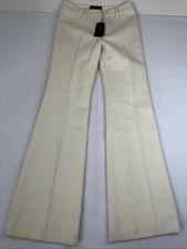 $990 Derek Lam Wool Blend Long Flared Leg Trousers Womens Size 4 Ivory