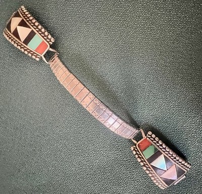 ZUNI ZME NM BEAUTIFUL INLAY SILVER WATCH TIPS ON LADIES SPEIDEL BAND NO WATCH