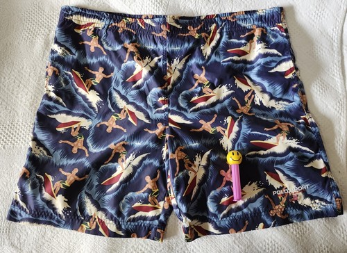 Vtg 90’s POLO Ralph Lauren Sport Lined Drawstring Hawaiian Surfer Swim Trunks XL - Picture 1 of 17