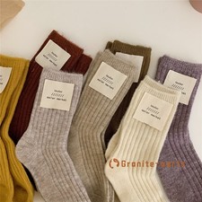 5Pairs Women Wool Warm Thick Crew Knit Fuzzy Cozy Casual Colors Boots Soft Socks