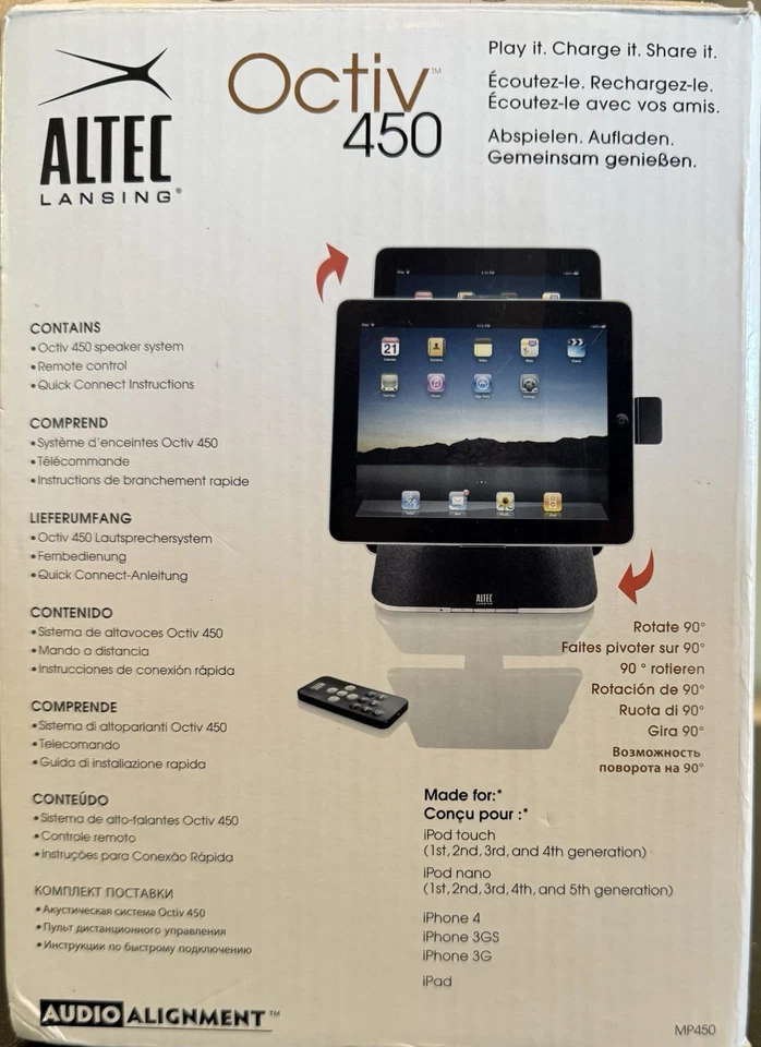 Estación de acoplamiento Bluetooth AltecLansing con base remota OCTIV450 iPad A0001 Foto 4 de 4