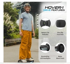 Hover1 Drive Hoverboard Black 160 lb Max 7 Mph