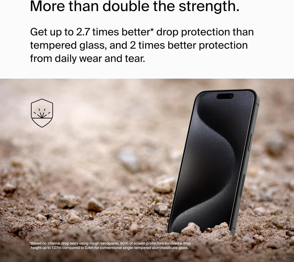 Belkin ScreenForce UltraGlass 2 Treated iPhone 15 Pro Max Screen Protector,...  - Image 3 of 4