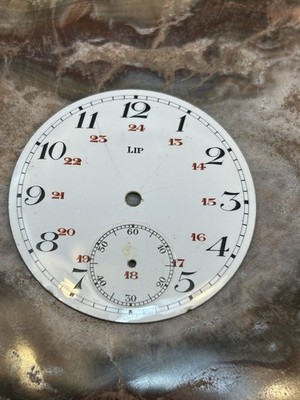 Vintage LIP Enamel Pocket Watch Dial.  42.5mm