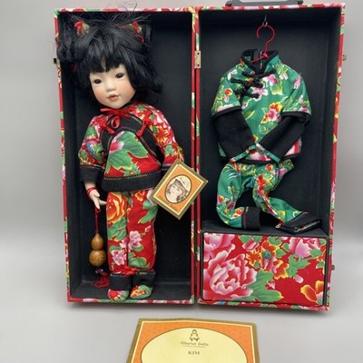 Vintage Alberon Collection Porcelain Doll Kim Asian Outfit w/ Extra Set & Box