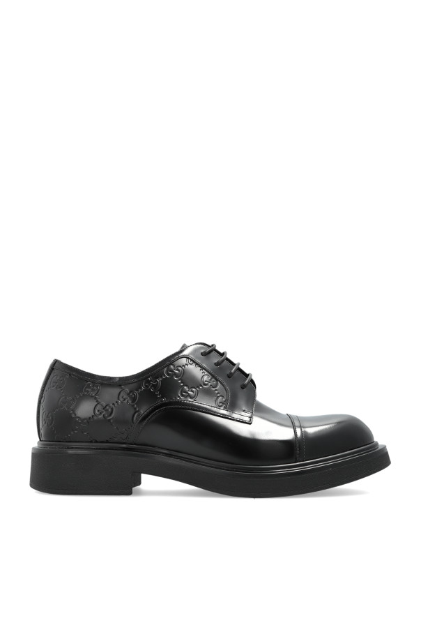 Gucci - Men - Leather shoes with GG pattern - Black 242690₽