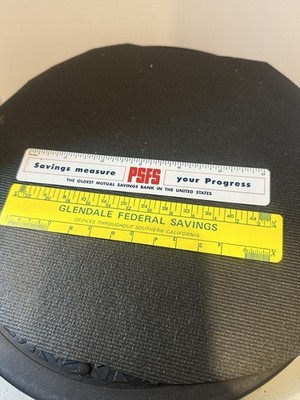 Lot of 2 Vintage Advertising Bank Rulers PSFS Philadelphia Glendale Federal