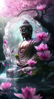 PLAQUE MÉTAL ésotérisme buddha décoration mural 30 X 20 CM - Photo 1/4