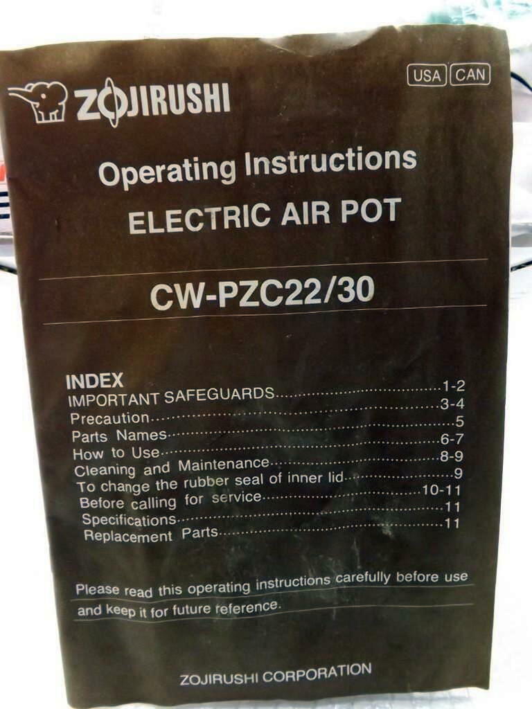 Slightly Used Electric Air Pot Zojirushi CW-PZC22 Dispensing Pot w 
