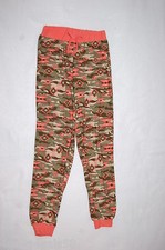 Girls Casual Pants ORANGE GREEN AZTEC CAMO Lightweight Knit M 7-8