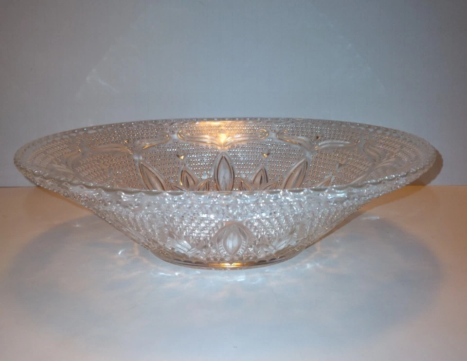 ELEGANT Vtg Federal Clear Glass Hobnail Style Flower 10.75” Centerpiece Bowl - Image 4 of 4