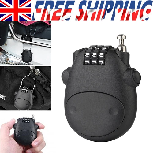 New Oxford Retra Motorcycle Scooter Helmet Lock Quick Release Combination Cable