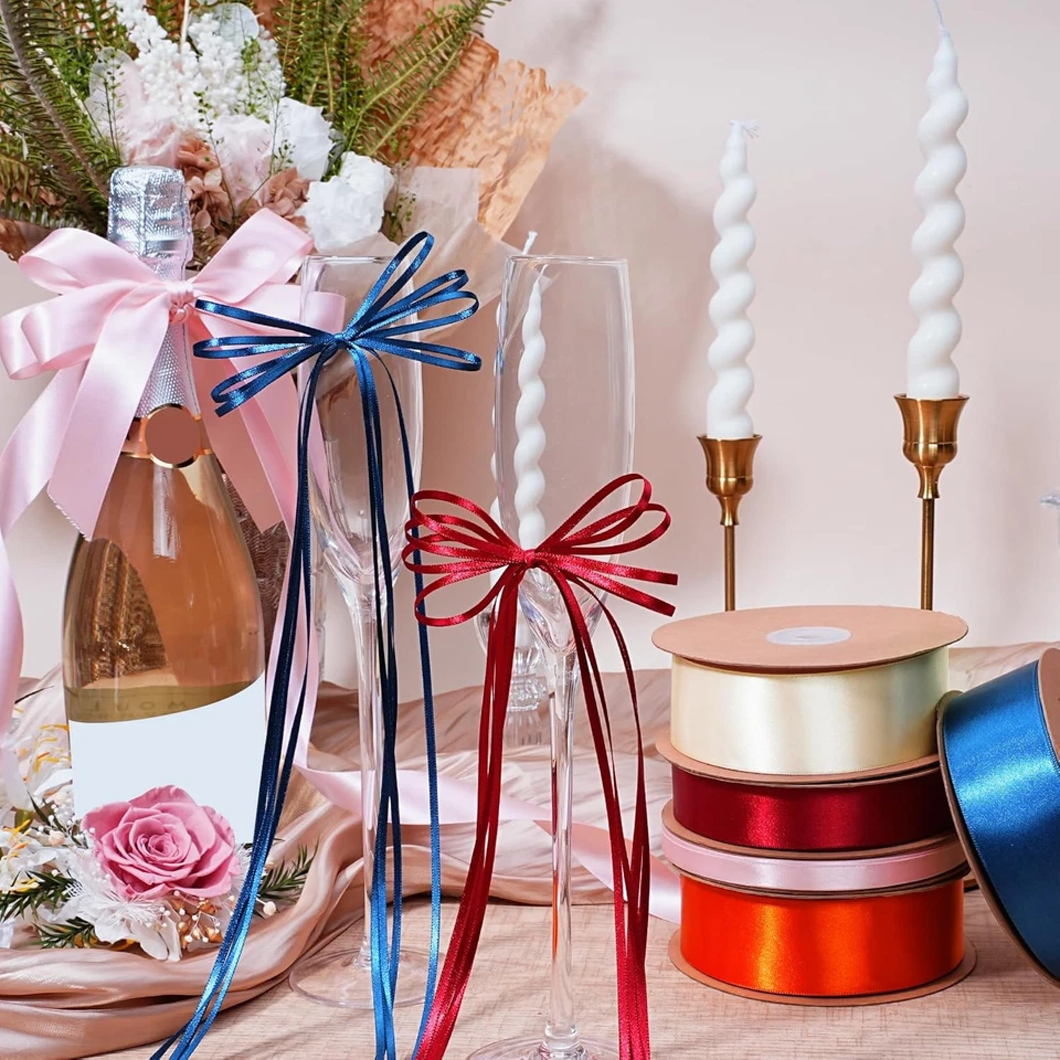 Burgundy Satin Ribbon 1/8 Inch 100 Yards Luxury Double Faced Red Silk Ribbon for - Image 2 of 4