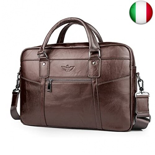 BAGZY Ventiquattrore per Uomo Vera Pelle Borsa per Laptop PC Portatile 15.6  | eBay