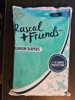 Rascal + Friends 2 Pack Disposable Baby Diapers Size 3/M (13 To 24 Pounds) (C)