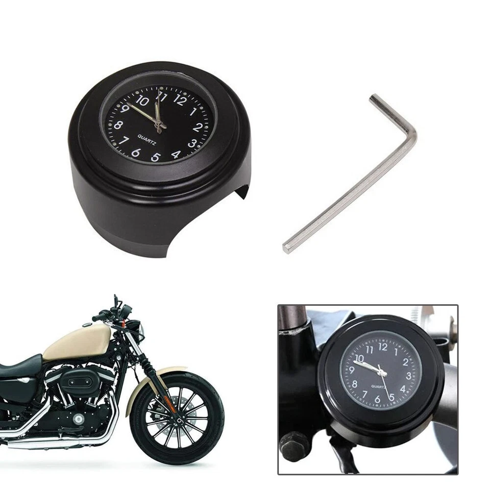 Universal 7/8" Motorcycle Handlebar Mount Quartz Clock Watch Aluminum CNC Clock Foto 3 de 4