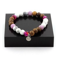Steine Und MinéRaux. Armband Perlen Howlith + Achat Phylum Rosa + Glimmer