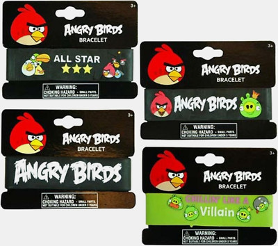 Angry Birds Rubber Bracelet Black/Green (4 pcs)